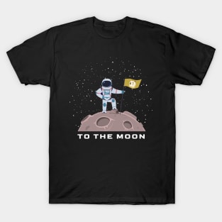 Dogecoin to the moon DOGE cryptocurrency astronaut T-Shirt